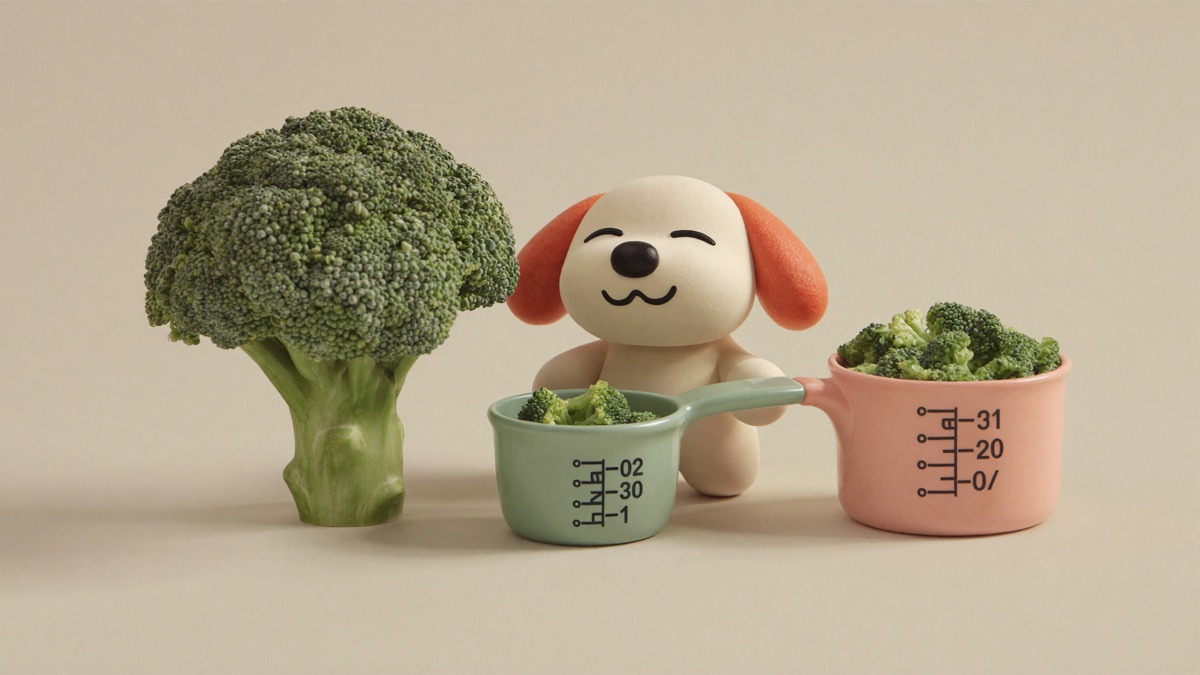 A small floret is a treat — broccoli should stay under a tenth of what your dog eats in a day