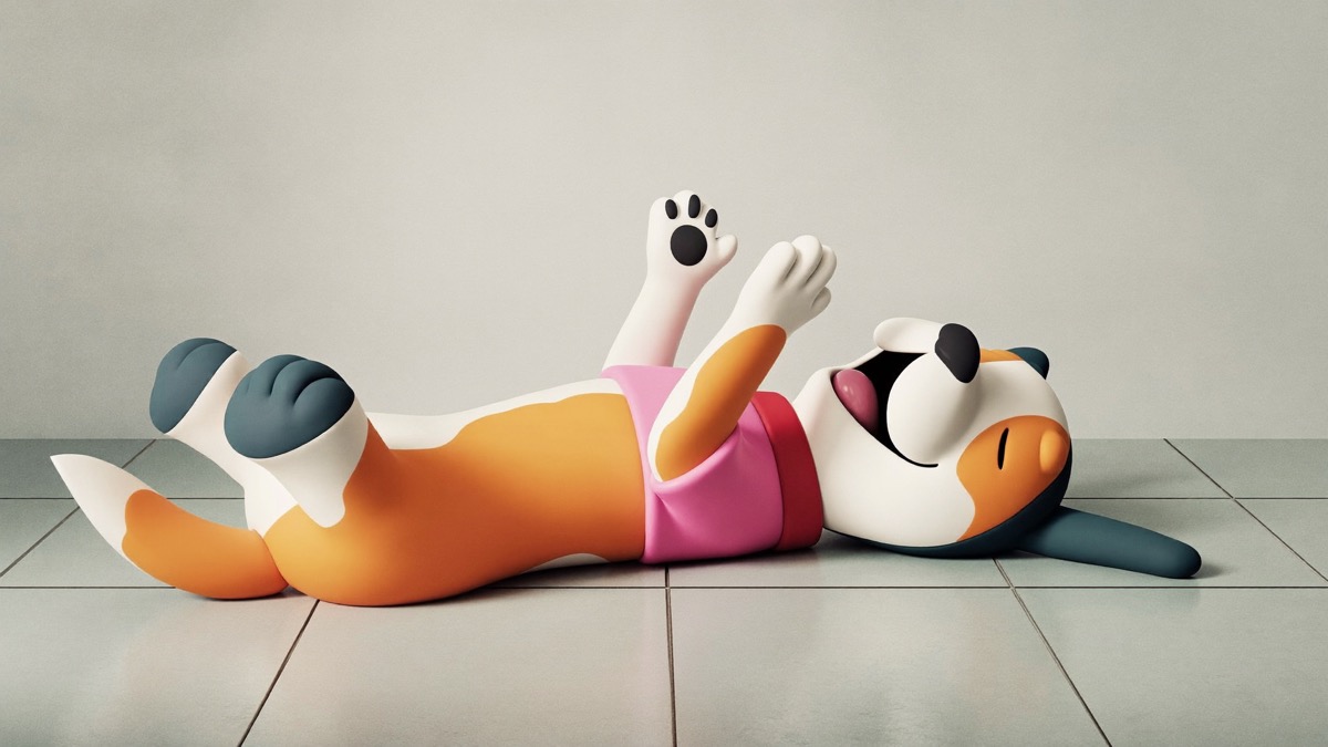 Belly-up on cool tiles: a hot dog dumping heat, and a sign it feels totally safe