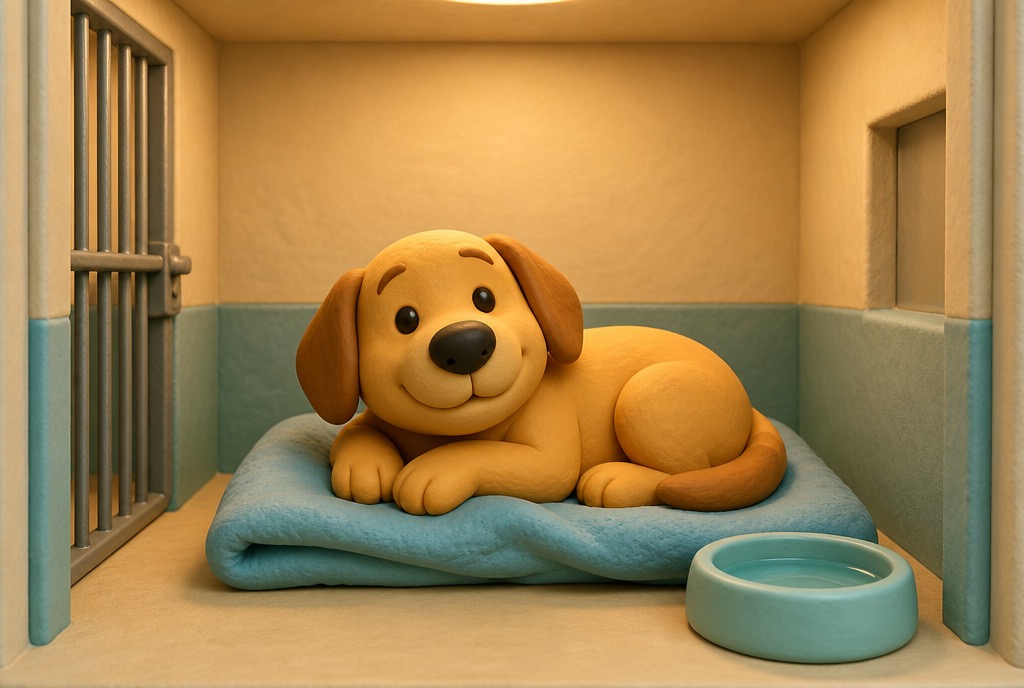 A Schedule III dog settles in for its 30-day quarantine stay at the Animal Quarantine Centre
