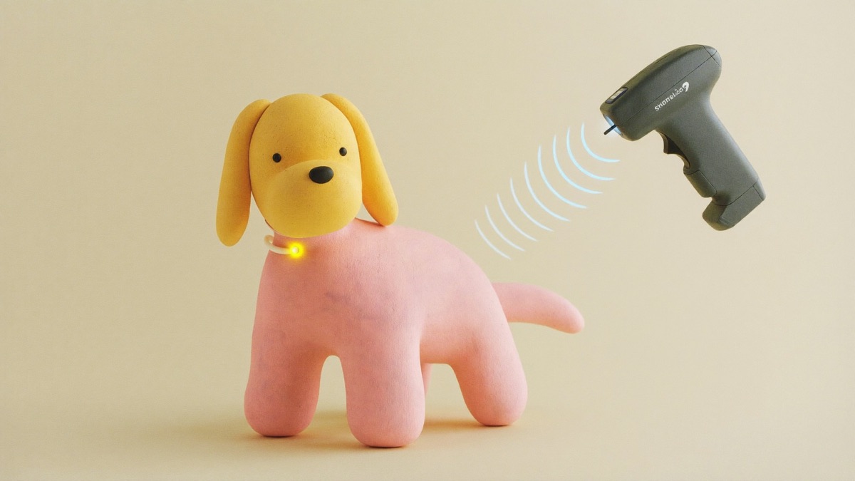 No GPS inside — the chip only whispers its ID number when a scanner passes within a few centimetres