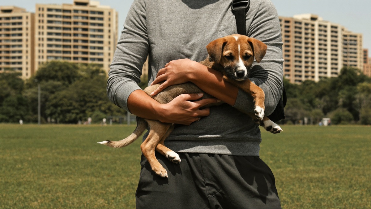 Until the final 16-week shot, the safest place for a puppy in public is in your arms
