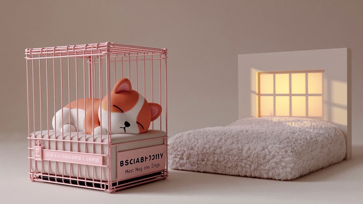 A puppy sleeps most peacefully when its crate sits right beside your bed
