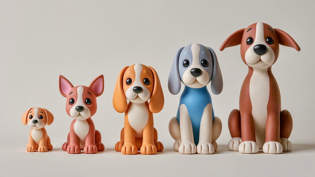 Five stages, one dog: from palm-sized newborn to full adult frame