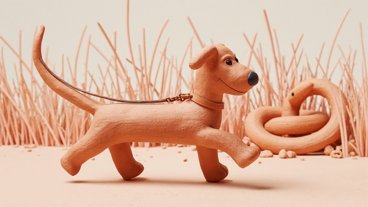 A leashed dog stays safely on the path while a snake remains undisturbed in the tall grass