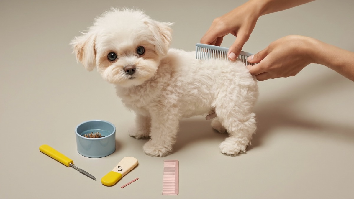 A short puppy cut keeps a Maltese cooler and mat-free in tropical humidity