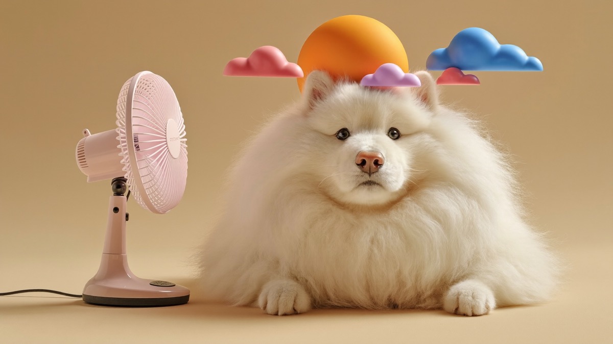 A Samoyed's Arctic coat traps heat — the tropics demand aircon and dawn walks