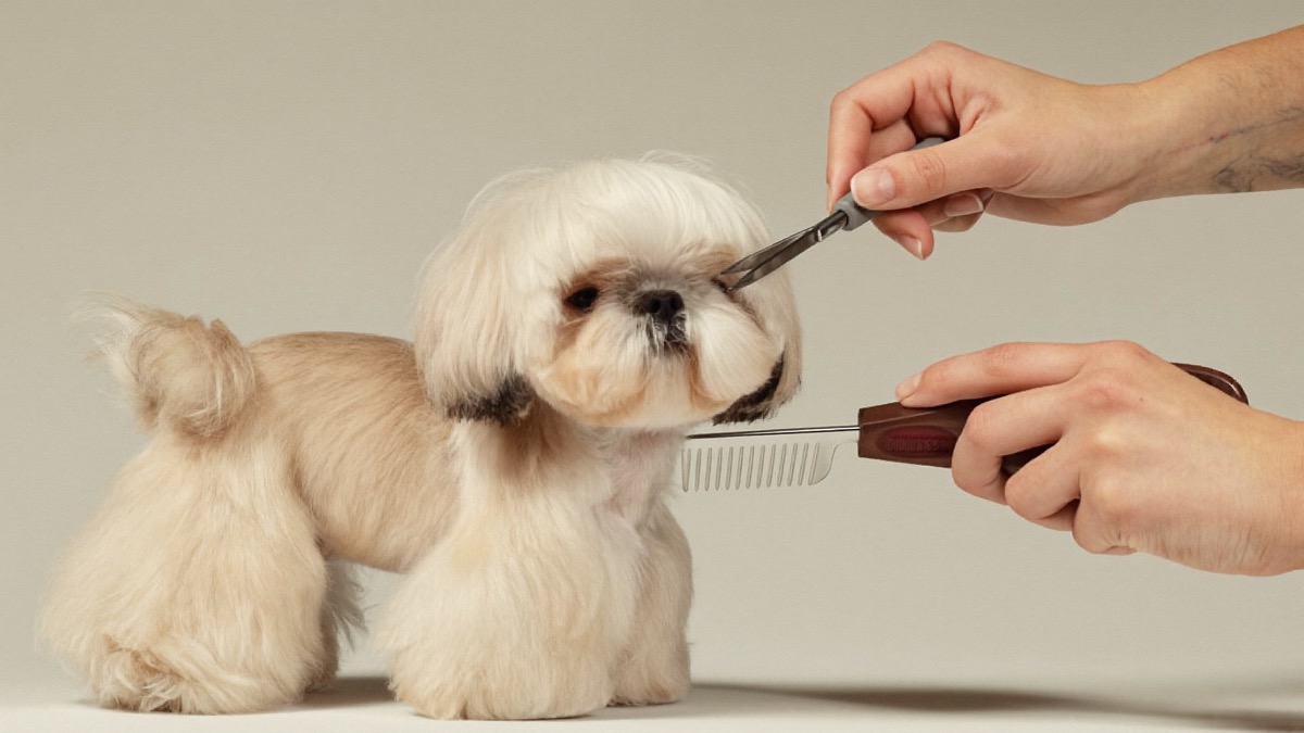 Most tropical owners keep a puppy cut — it beats mats and keeps hair out of those delicate eyes